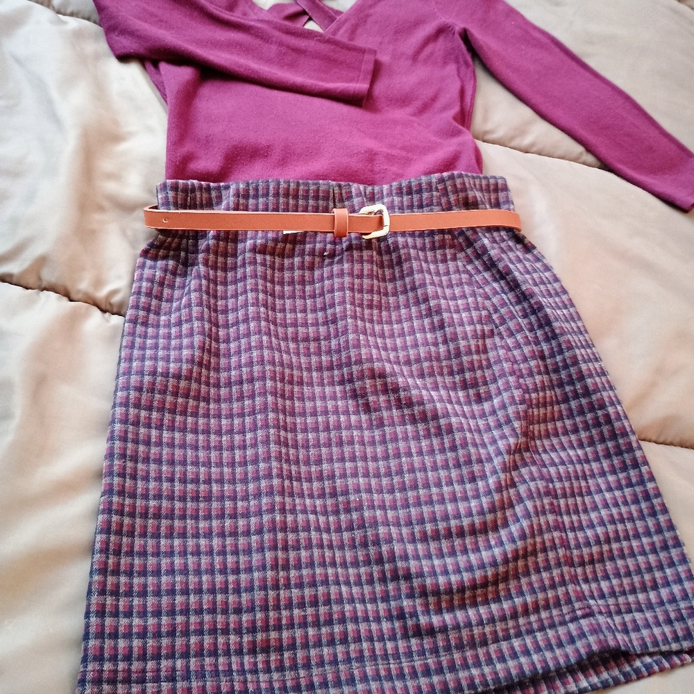 Jolt Purple Plaid Pencil Skirt Size XS Excellent Condition